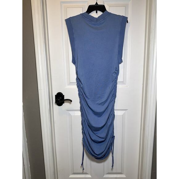 Daily Practice By Anthropologie Sleeveless Ruched Mini Dress Blue Size Large L - Picture 6 of 9